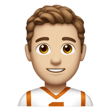 Brown hair, pale skin, man. Wearing University of Texas Longhorn clothes sticker