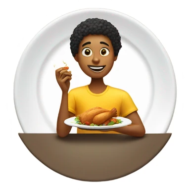 Person eating chicken sticker