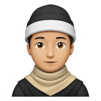 A guy with a triangle body with no arms and legs then his head is a perfect circle and his head is also black then give him a hat that doesn’t go behind his head, and last but not least give him a white scarf, NO BLACK THE COLOR FOR HIS HEAD sticker