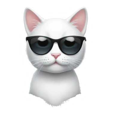 Cute white cat emoji with sunglasses  sticker