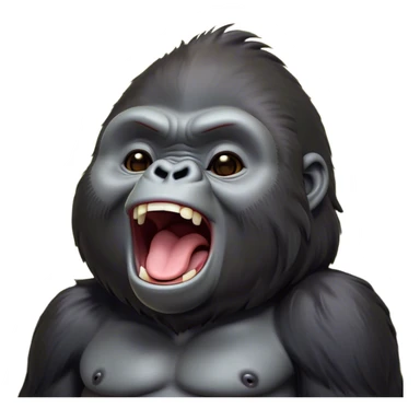 Cinematic Cute Yawning Gorilla Portrait Emoji, Head tilted slightly with a dramatic, wide-open yawn, showcasing a thick, velvety Fur with drowsy, half-closed eyes and a relaxed, open expression, Simplified yet irresistibly adorable features, highly detailed, glowing with a soft, cozy jungle glow, high shine, relaxed yet expressive, stylized with a dash of whimsical primate charm, soft glowing outline, capturing the essence of a drowsy yet affectionate guardian that appears ready to stretch out for a nap! sticker