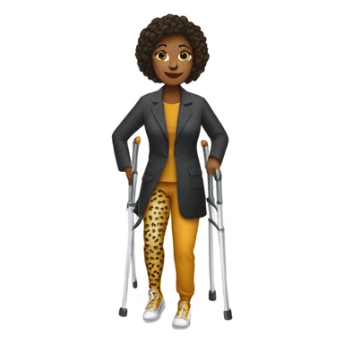 Lady with cheetah print crutches  sticker