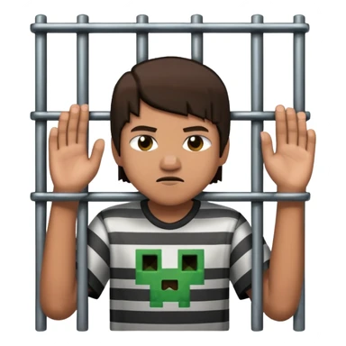 Boy in jail with a Minecraft creeper behind bars sticker