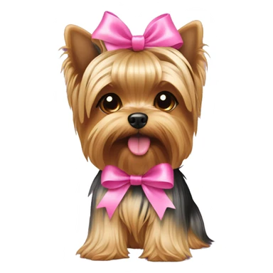 yorkie dog with pink ribbon sticker