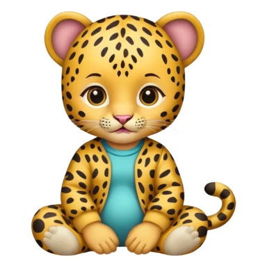 baby with leopard patterned clothes sticker