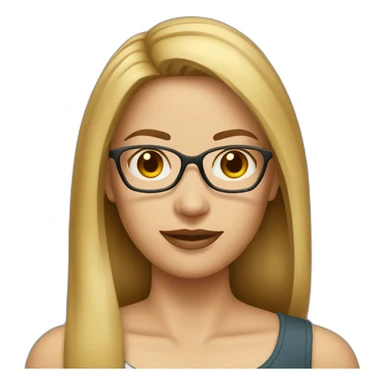 Blonde woman with straight light brown hair and glasses sticker