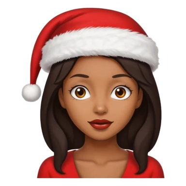 black brunette woman with wearing Santa  sticker