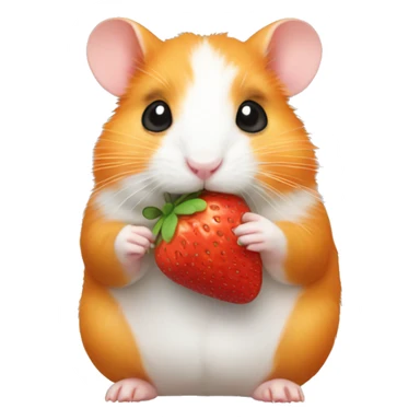 orange and white hamster eating a strawberry  sticker