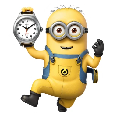 A minion tapping its watch  sticker