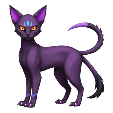 Black edgy Noivern-Litten-Sphynx-Lykoi-Caracal-cat-Fakemon full-body sticker