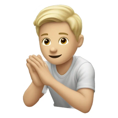 white skinned boy is sitting at desk and rising hand like he wants to answer question sticker