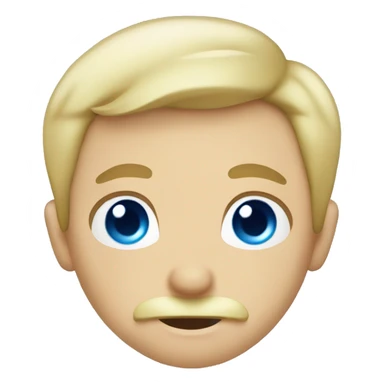 Boy with blue eyes and blond hair and with a mustache sticker