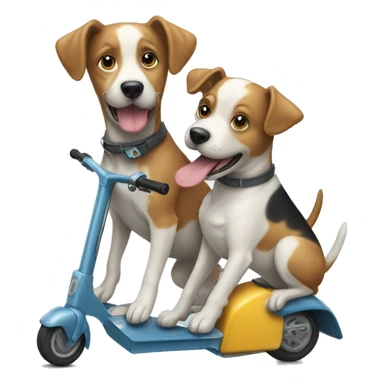 Two dogs pulling a scooter  sticker