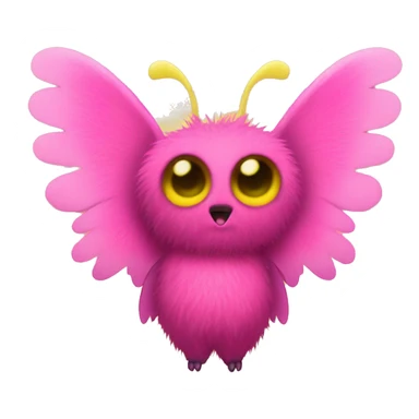 fuzzy pink mothman with yellow wings sticker