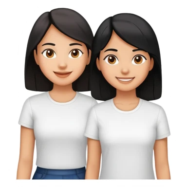 smiling girls in white shirts make the taller girl more mature and black hair  sticker