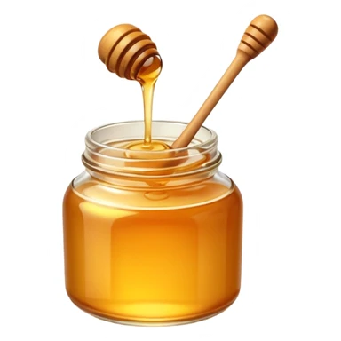 A glass jar of golden honey with a honey dipper, cozy and warm, in elegant sticker