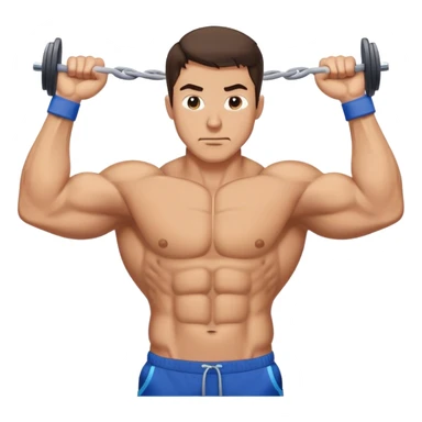 brunette buff man with blue shorts cable-tricep-pushdown sticker