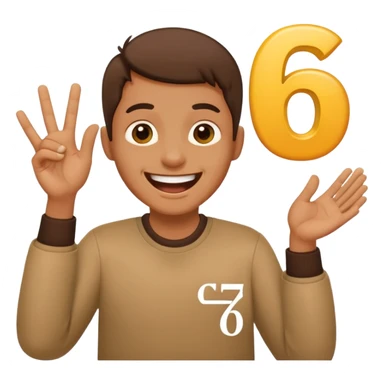 Emoji hold the word 67 in the hands and laugh sticker