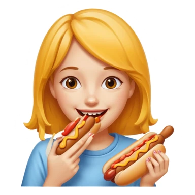 Girl eats hotdog sticker