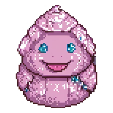 pink poo with a smiling face pixel art sticker
