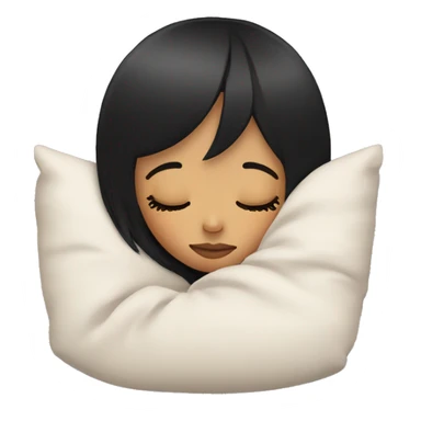girl with black hair and bangs sleeping sticker