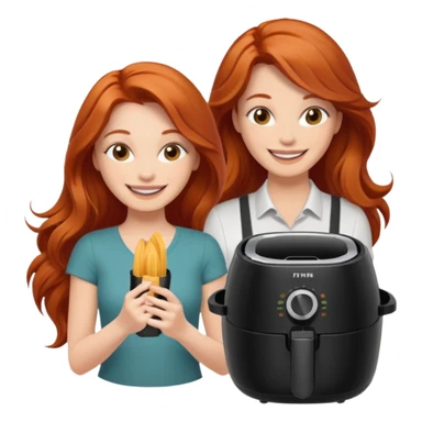 Excited long haired redhead shaking airfryer butt shake sticker
