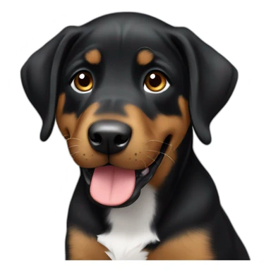 emoji of a black and brown beauceron puppy with white chest and chin making a hungry gesture sticker