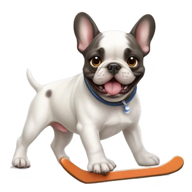 French bulldog puppy playing ice hockey sticker