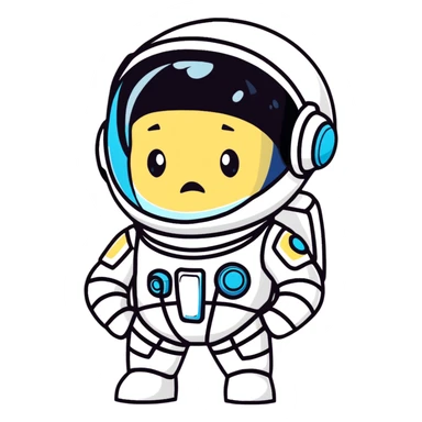 cartoon sticker of a little astroneer in a white suit and helmet, crying hard with big tears sticker