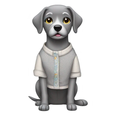 Gray dog wearing a granny outfit sticker
