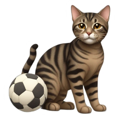 european cat with dark pinstripe tabby color and dark brown wool play with ball sticker