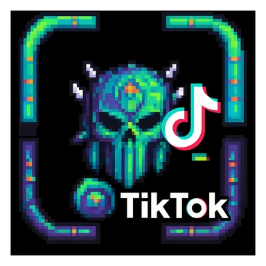 Add the TikTok icon to this ParadoX1 pixel art logo, keeping the retro gaming influence sticker
