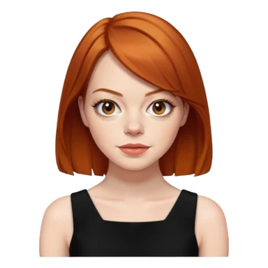 Emma Stone, orange brown hair, black dress sticker