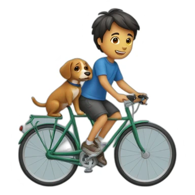 Boy in bicycle with his dog sticker