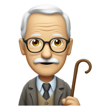 old man with moustache and glasses walking with a cane sticker