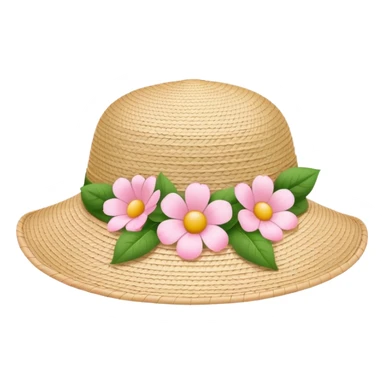Wicker white sun hat with light pink flowers sticker