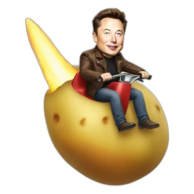 Elon musk riding a potato rocket sticker