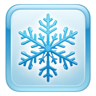 a Tiny compressed Stylized light-blue snowflake symbol inside a pastel gradient white square icon, light blue borders sticker