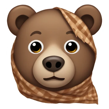 bear wrapped in brown gingham blanket sticker