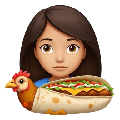 Girl with DARKBROWN  hair "resting chicken burrito face" sticker