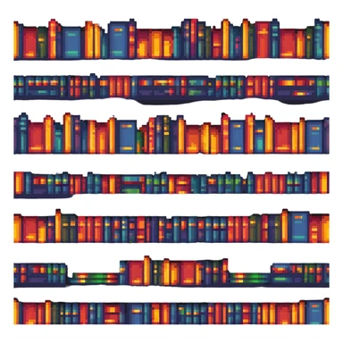 pixel art bookshelf with colorful books in a row sticker