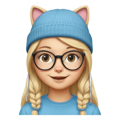black Blonde girl wearing cat  glasses and beanie, long hair sticker