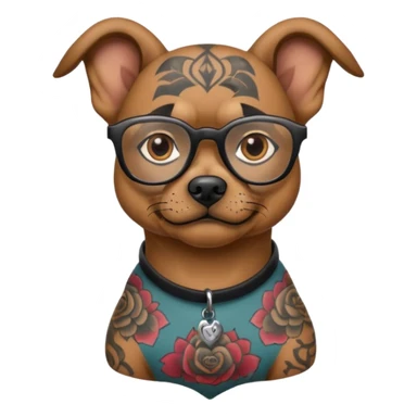 tattooed dog with heavy face tattooes and glassess sticker