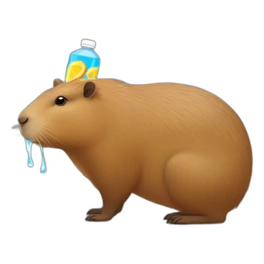 Capybara drinking a caprisun sticker