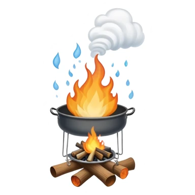 campfire with pot of boiling water hanging above, steam coming out sticker
