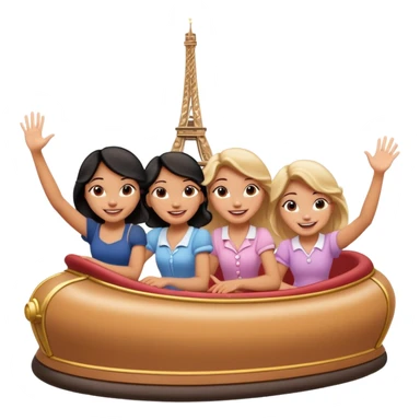 quatro chicas montadas en una atraccion de Disney paris levantando la mano sin el castillo detrás ni nada sticker