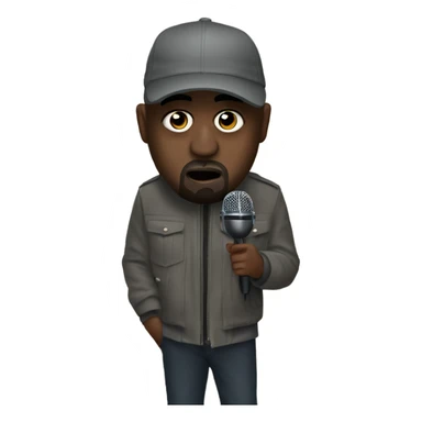 KANYE WEST WEARING MASK  in spotlight with MICROPHONE sticker