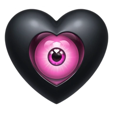 A black heart Gem with a pink eye in the center sticker