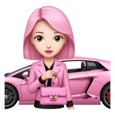 Girl with chanel pink bag in lamborgini  sticker