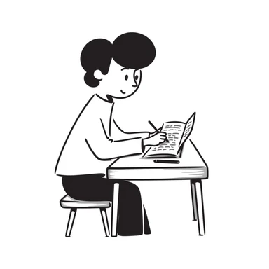 a human writing in a notebook sticker